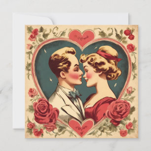 Vintage romantisches Valentinstag-Paar  Feiertagskarte