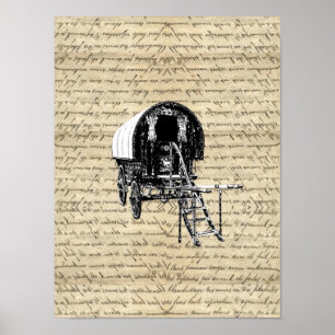 Vintage Romany-Zigeunerwagen Poster