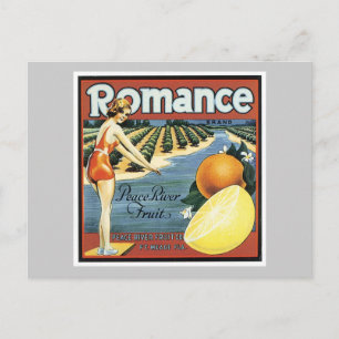 Vintage-Romanze-Fruchtetikett Postkarte