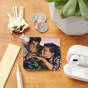 Vintage-Romanze, Liebende Schulschwärmer Schlüsselanhänger