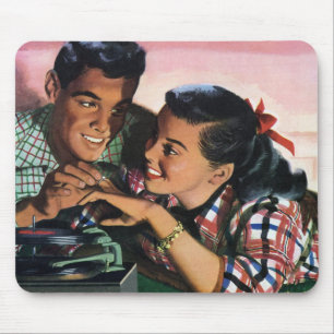Vintage-Romanze, verliebte Schulschwärmer Mousepad