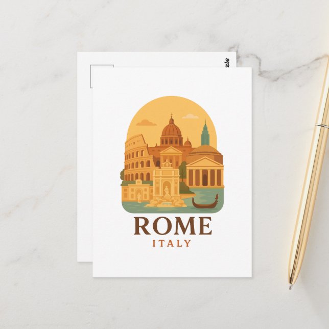 Vintage Rome Colosseum & Pantheon Postcard Postkarte (Vorderseite/Rückseite Beispiel)