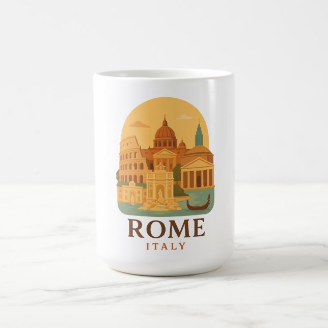 Vintage Rome Italy Travel Colosseum & Pantheon  Kaffeetasse (Mittel)