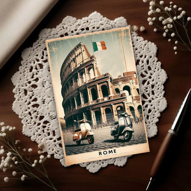 Vintage Rome Vespa and Colosseum Postkarte (Von Creator hochgeladen)