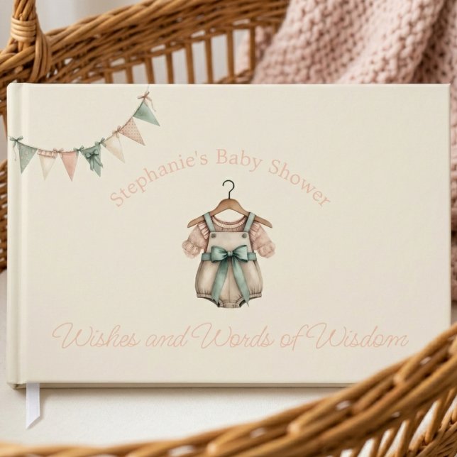 Vintage Romper Baby Shower Gästebuch (Baby shower guest book)