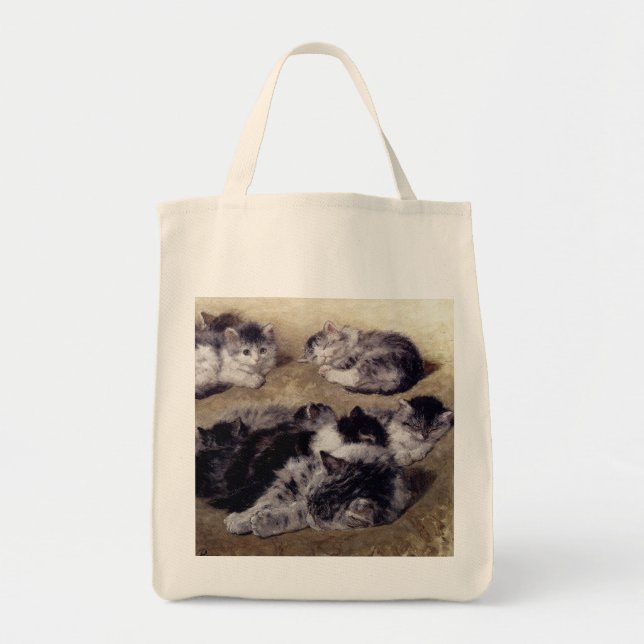 Vintage Ronner Studien-Malerei der Katzen-Tasche Tragetasche (Vorne)