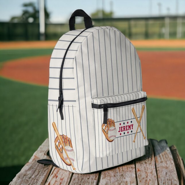 Vintage Rookie-Baseball-Rosa-Streifen Bedruckter Rucksack (Vintage rookie baseball red blue gray stripes printed backpack)