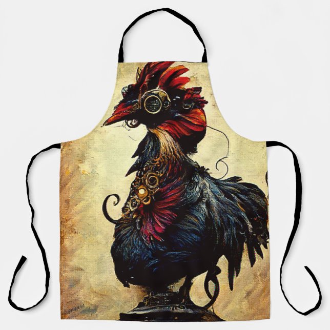 Vintage Rooster-All-over-Print-Schürze Schürze (Vorderseite)