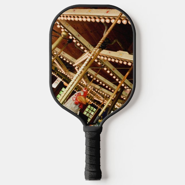 Vintage Rooster Carousel Pickleball Schläger (Vorderseite)