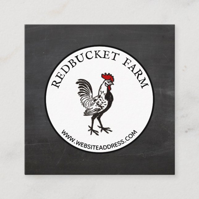 Vintage Rooster-Emblem-Landkarte Quadratische Visitenkarte (Vorderseite)