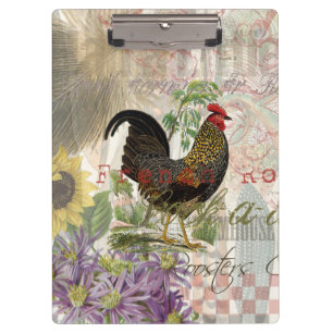 Vintage Rooster French Collage Farm Pet Klemmbrett