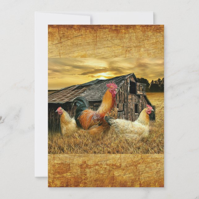 Vintage Rooster-Hühner Rustikaler Barcoop Dankeskarte (Vorderseite)