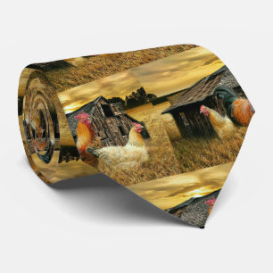 Vintage Rooster-Hühner Rustikaler Barcoop Krawatte