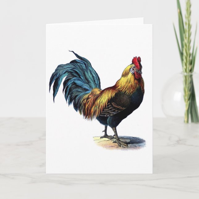 Vintage Rooster Karte (Vorderseite)