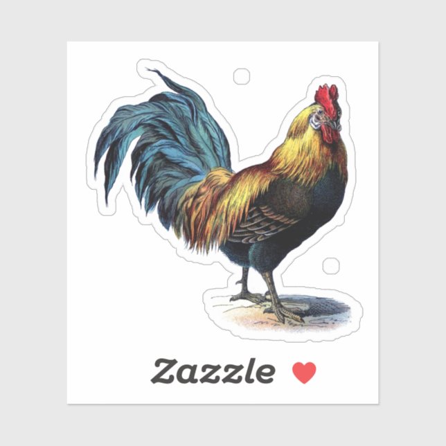 Vintage Rooster mit hellen Farben Aufkleber (Blatt)