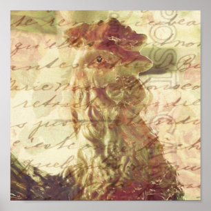 Vintage Rooster mit Textur Square Crop Poster
