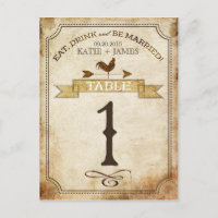 Vintage Rooster-Rustikal-Tischnummer