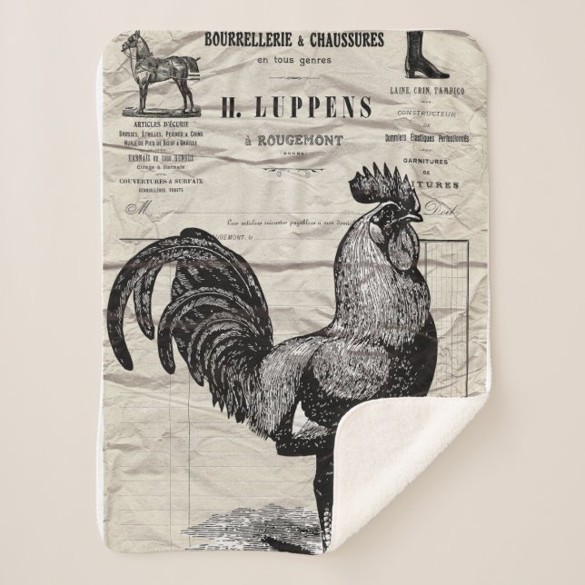 Vintage Rooster Sherpadecke (Vorderseite)