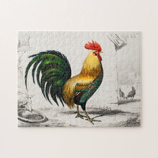 Vintage Roosterdarstellung Puzzle (Horizontal)