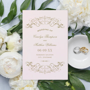 Vintage Rosa-Antike Geblüht Hochzeitsprogramme