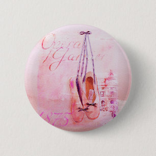 Vintage Rosa Aquarell Balletttänzerin Ballett Button