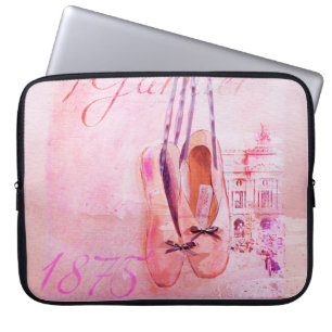 Vintage Rosa Aquarell-Balletttänzerin Ballett Laptopschutzhülle