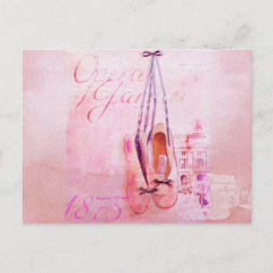 Vintage Rosa Aquarell Balletttänzerin Ballett Postkarte