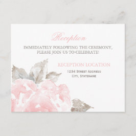 Vintage Rosa Aquarellfarben Rose Hochzeitsempfang Begleitkarte