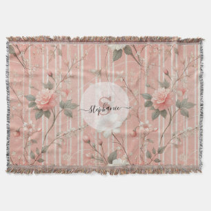 Vintage rosa auf gestreiftem rosa Hintergrund Decke