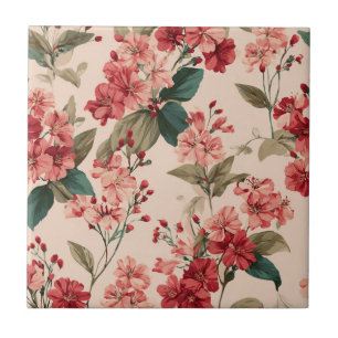 Vintage-Rosa-Azaleen-Blumenmuster – Klassisch Fliese