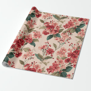 Vintage-Rosa-Azaleen-Blumenmuster – Klassisch Geschenkpapier