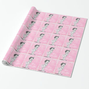 Vintage-Rosa-Babymädchen-Party-Geschenkpapier Geschenkpapier