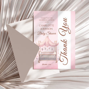 Vintage-Rosa-Babyschaukel-Baby-Shower Dankeskarte