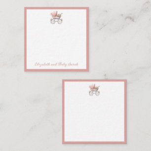 Vintage Rosa Babytrage Personalisiert Mitteilungskarte