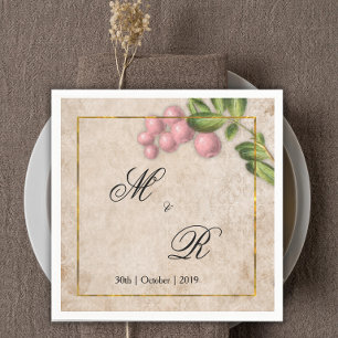 Vintage Rosa Berries Hochzeit Mit Monogramm Serviette