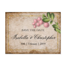 Vintage rosa Berries Hochzeit speichern das Datum