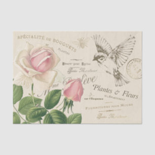 Vintage Rosa-Bird-Collage Seidenpapier