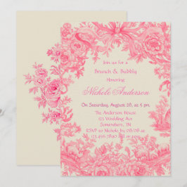 Vintage rosa Blume Brunch & Bubbly Einladung