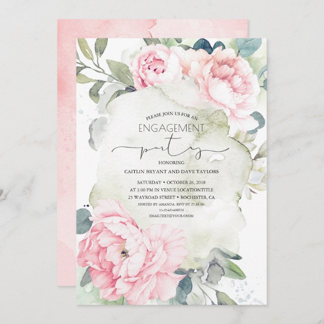 Vintage rosa Blume Elegante Engagement Partei Einladung