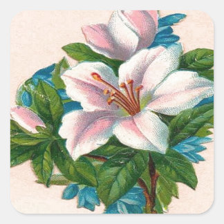 Vintage rosa Blume, Großmutter zum Geburtstag Quadratischer Aufkleber