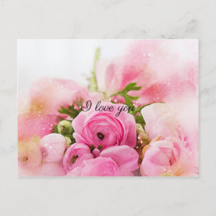 Vintage rosa Blume Postkarte