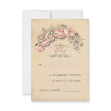 Vintage rosa Blume schick Hochzeit RSVP
