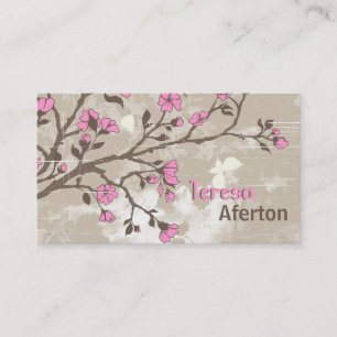 Vintage rosa Blumen floraler Grunge taupe Visitenkarte