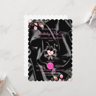 Vintage rosa Blumen Geburtstagseinladung | Elegant Einladung