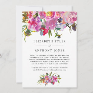 Vintage-Rosa-Blumen-Hochzeit reduzierte Gästeliste Ankündigung