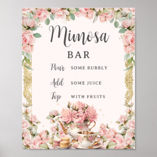 Vintage rosa Blumen Hochzeitsbrunch Bridal Shower Poster