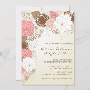 Vintage rosa Blumen Hochzeitseinladung im Frühling Einladung
