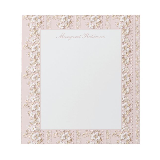 Vintage-Rosa-Blumen-Notizblock Notizblock (Vorderseite)