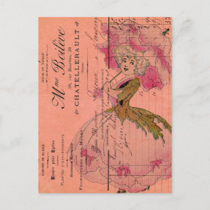 Vintage-Rosa-Blumenfee Postkarte