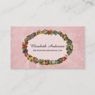 Vintage-Rosa-Blumenladen-Rahmen-Design Visitenkarte